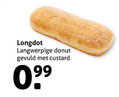 Longdot Langwerpige donut gevuld met custard