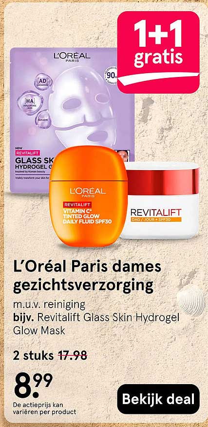 L’Oréal Paris dames gezichtsverzorging 1+1 gratis