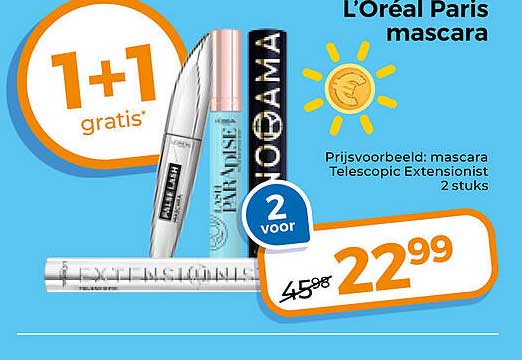 L'Oréal Paris mascara 1+1 gratis
