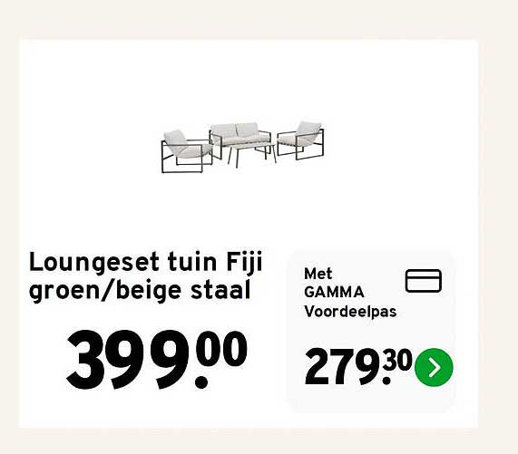 Loungeset tuin Fiji groen/beige staal