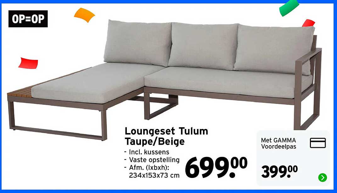 Loungeset Tulum Taupe/Beige