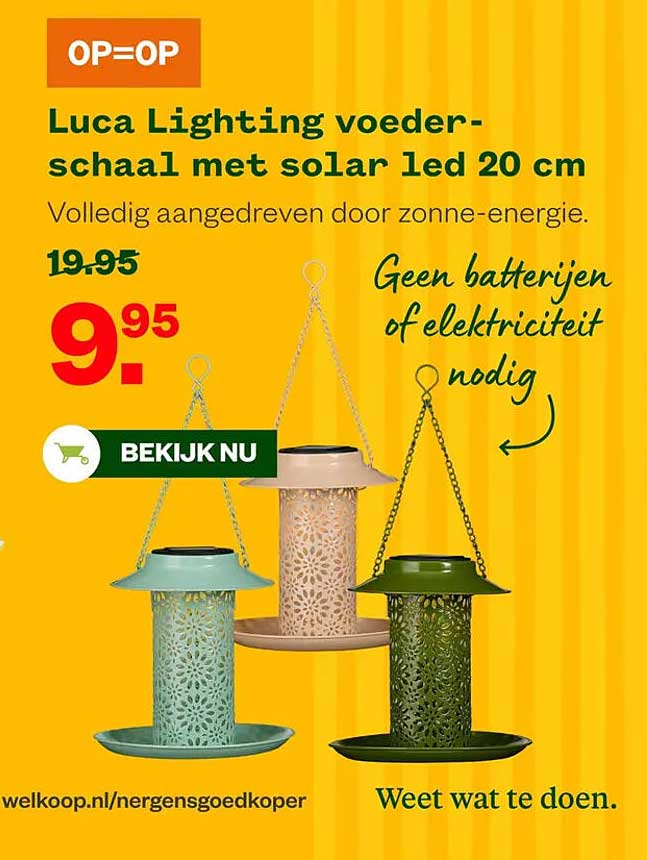 Luca Lighting voederschaal met solar led 20 cm
