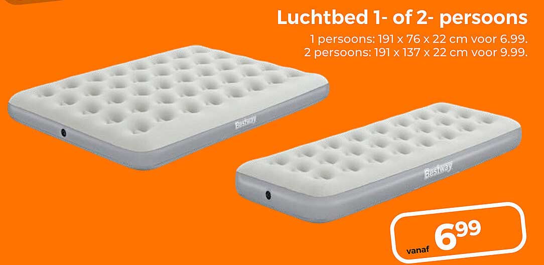 Luchtbed 1- of 2- persoons