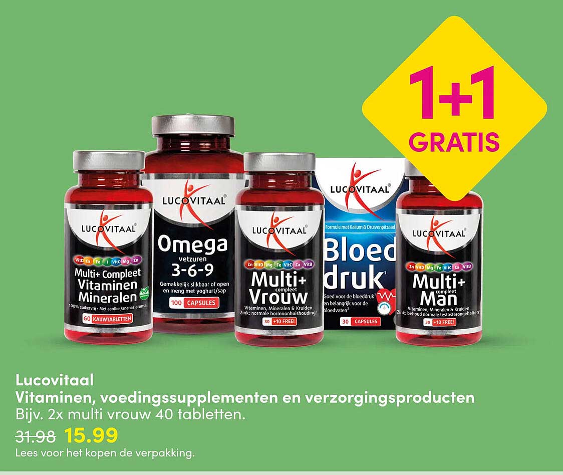 Lucovitaal Vitaminen, voedingssupplementen en verzorgingsproducten 1+1 GRATIS