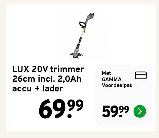 LUX 20V trimmer 26cm incl. 2,0Ah accu + lader