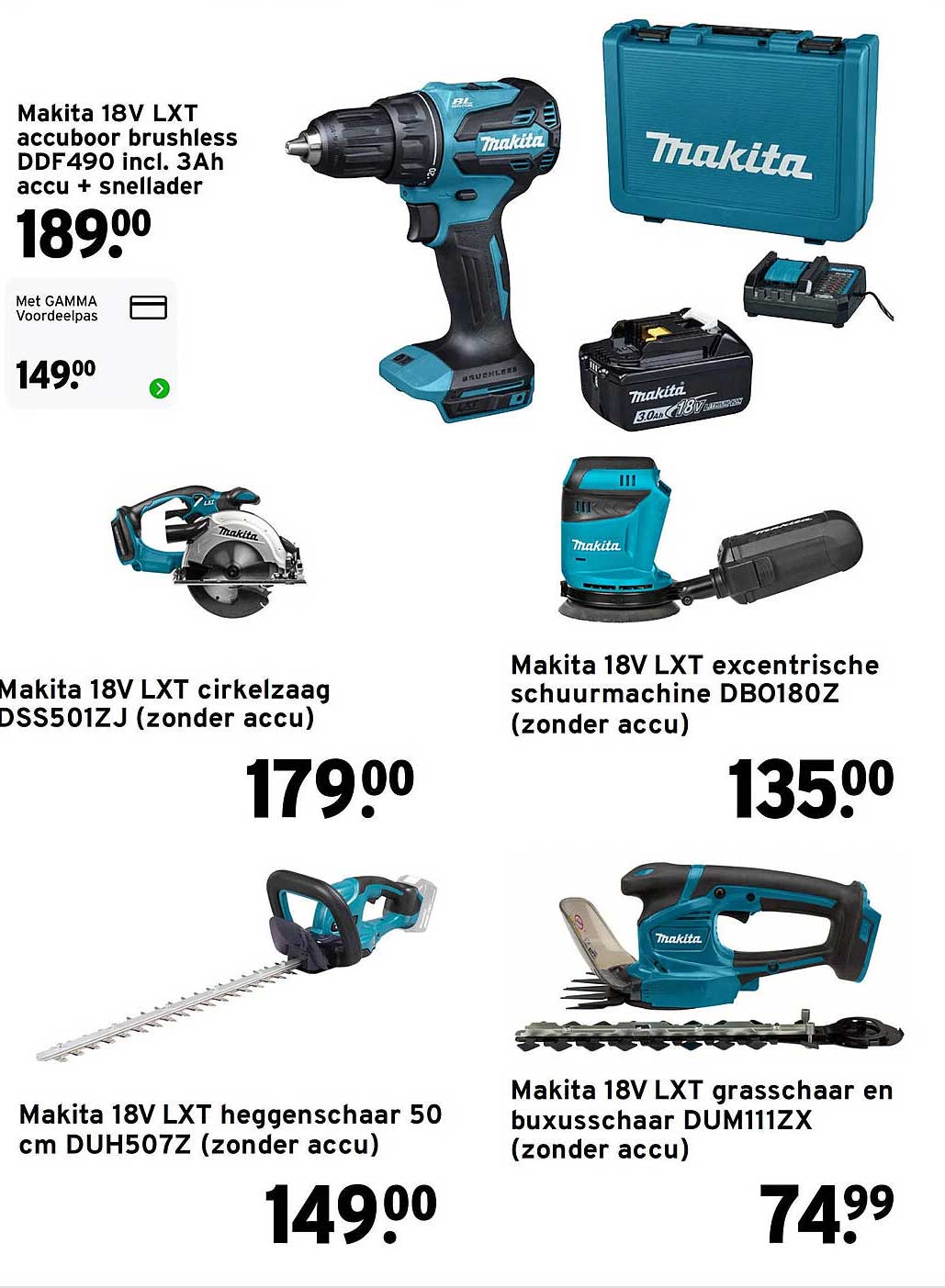 Makita 18V LXT accuboormachine brushless DDF490 incl. 3Ah accu + snellader