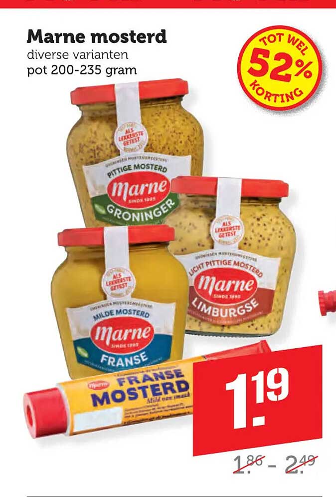 Marne mosterd diverse varianten pot 200-235 gram