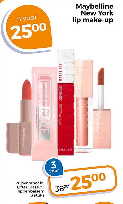 Maybelline New York lip make-up 3 voor 2500