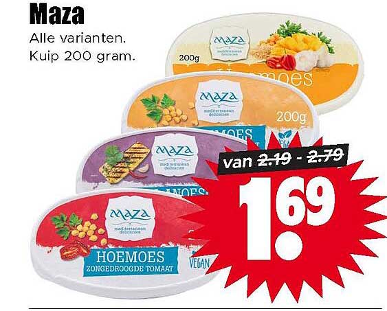 Maza Alle varianten. Kuip 200 gram.