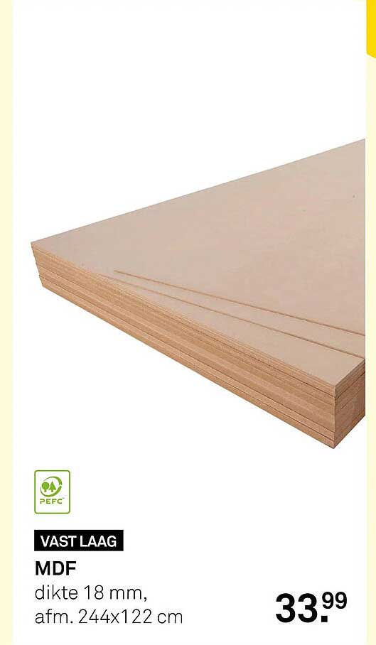 MDF dikte 18 mm, afm. 244x122 cm