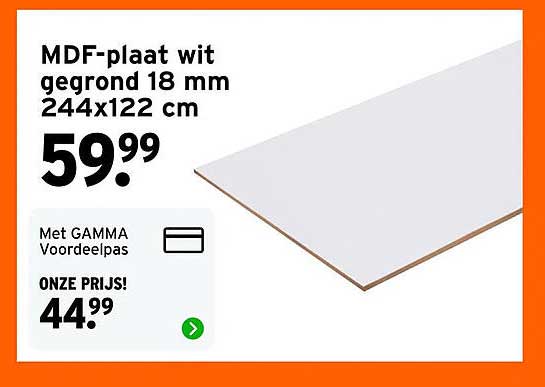 MDF-plaat wit gegrond 18 mm 244x122 cm