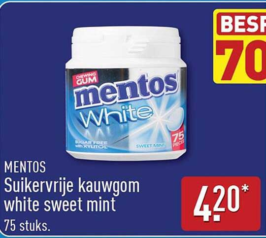 Mentos Suikervrije kauwgom white sweet mint 75 stuks