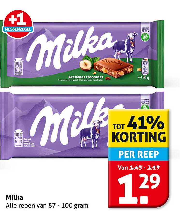Milka Alle repen van 87 - 100 gram +1