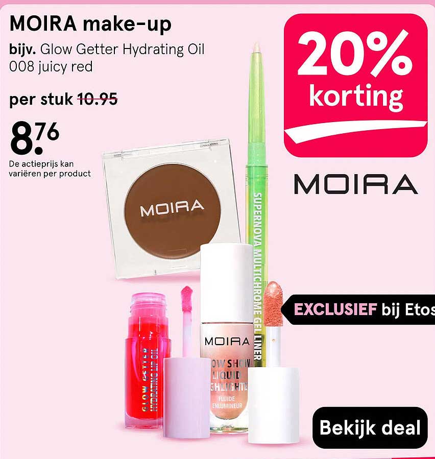 MOIRA make-up bijv. Glow Getter Hydrating Oil 008 juicy red 20% korting