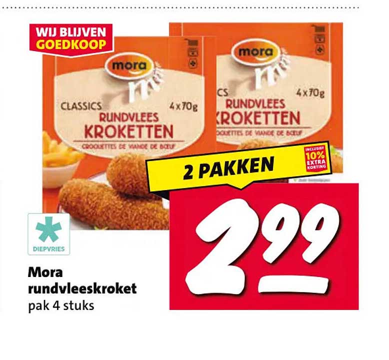Mora rundvleeskroket pak 4 stuks 2 pakken