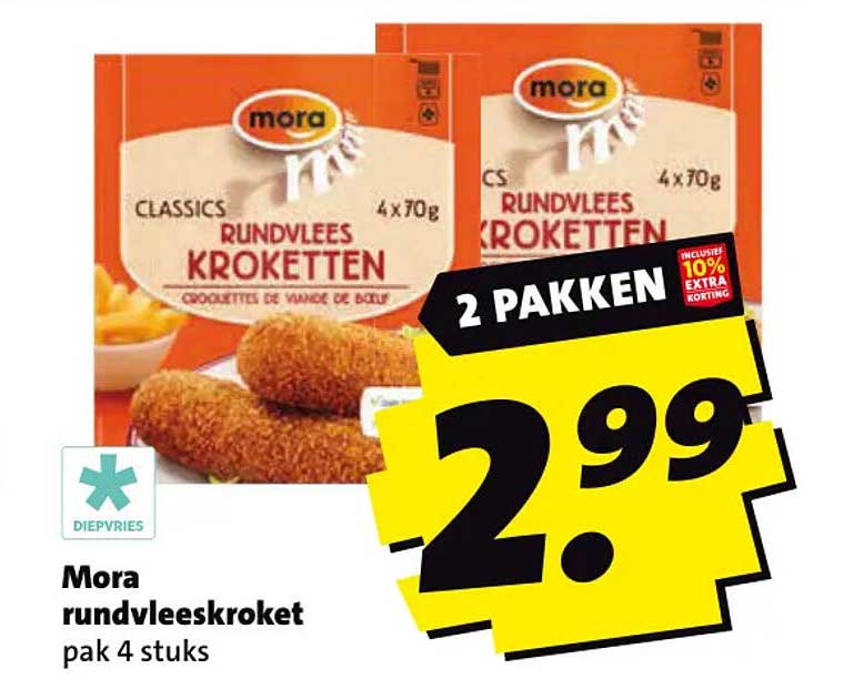 Mora rundvleeskroket pak 4 stuks 2 pakken