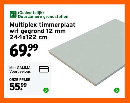 Multiplex timmerplaat wit gegrond 12 mm 244x122 cm