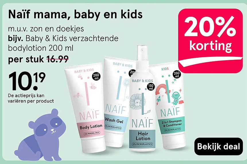 Naïf mama, baby en kids 20% korting