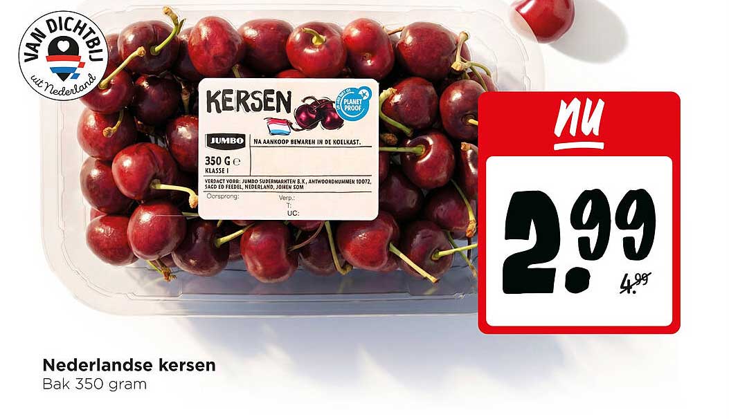 Nederlandse kersen Bak 350 gram
