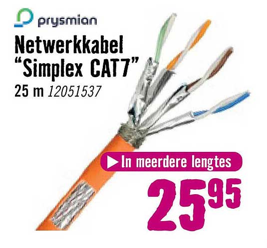 Netwerkkabel “Simplex CAT7” 25 m 12051537 In meerdere lengtes
