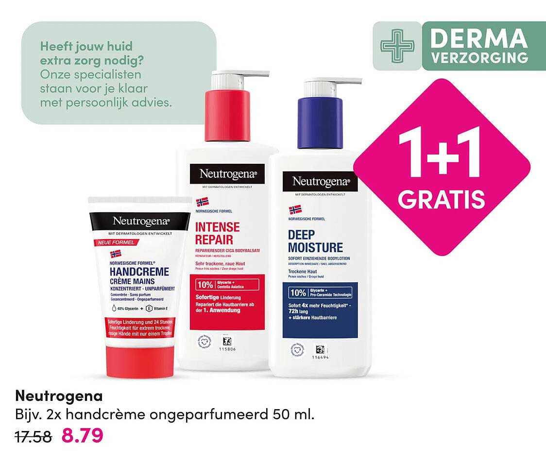 Neutrogena Bijv. 2x handcrème ongeparfumeerd 50 ml. 1+1 GRATIS