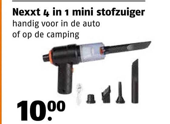 Nexxt 4 in 1 mini stofzuiger handig voor in de auto of op de camping
