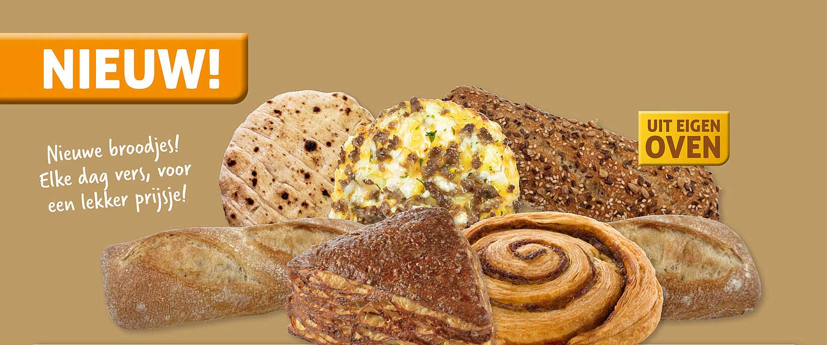 Nieuwe broodjes! Elke dag vers, voor een lekker prijsje!