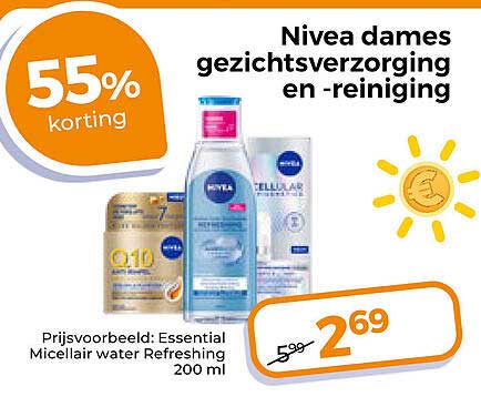 Nivea dames gezichtsverzorging en -reiniging 55% korting