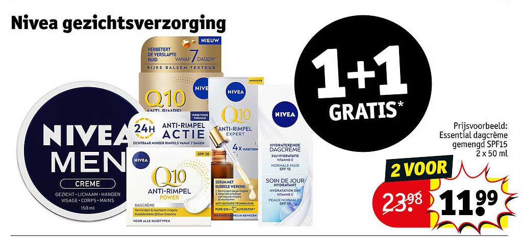 Nivea gezichtsverzorging 1+1 GRATIS*