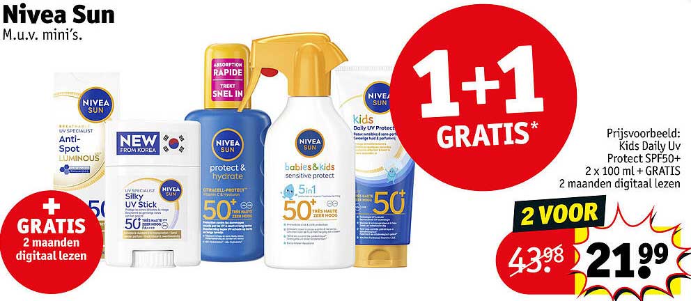 Nivea Sun M.u.v. mini’s. 1+1 GRATIS*