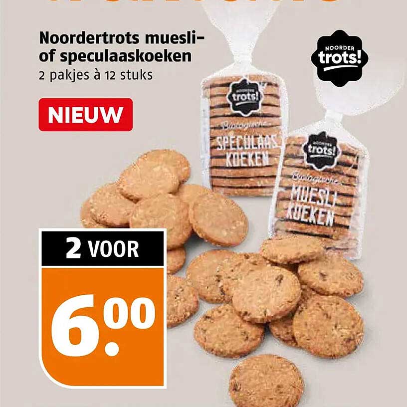 Noordertrots muesli- of speculaასკoeken 2 pakken à 12 stuks