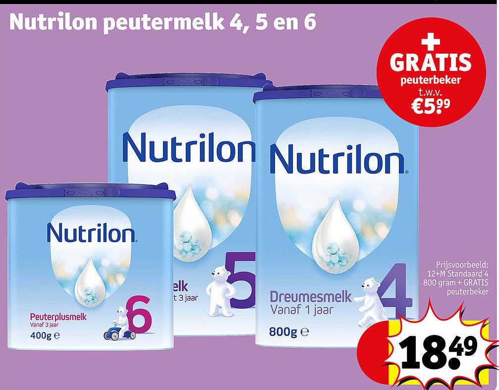 Nutrilon peutermelk 4, 5 en 6 + GRATIS peuterbeker t.w.v. €5,99