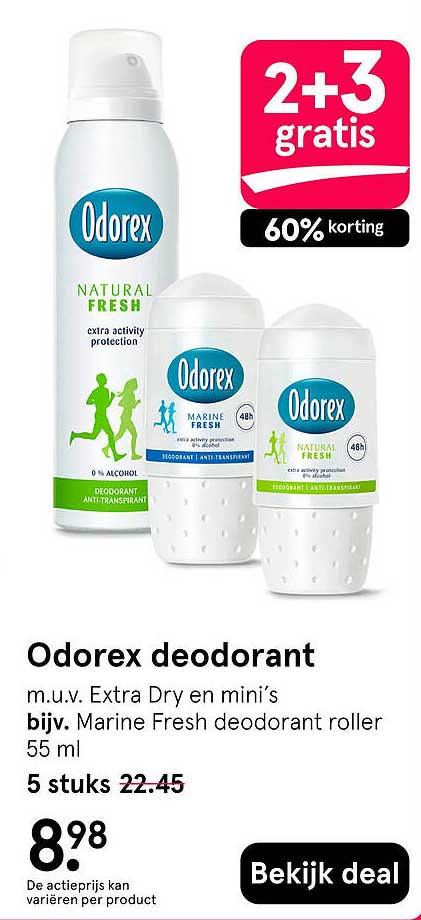 Odorex deodorant 2+3 gratis