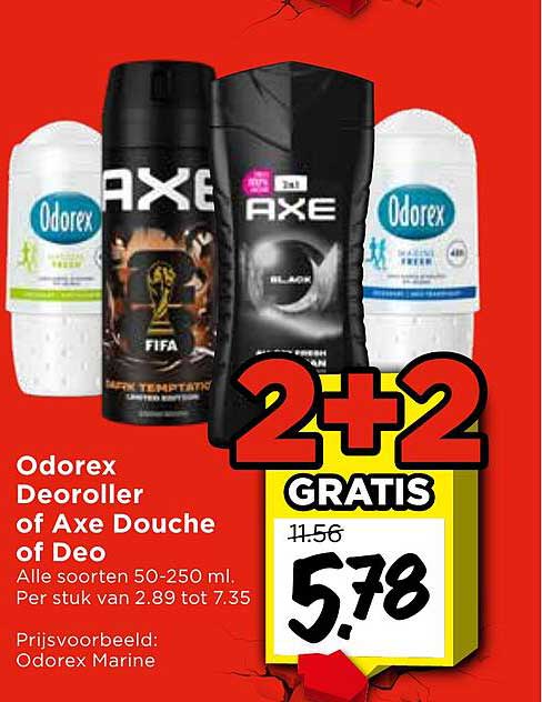 Odorex Deoroller of Axe Douche of Deo 2+2 GRATIS