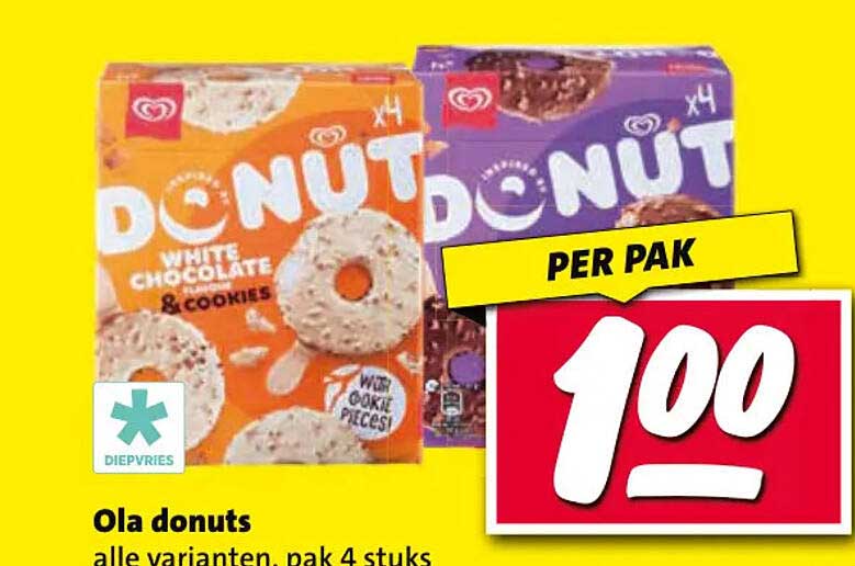Ola donuts alle varianten, pak 4 stuks PER PAK