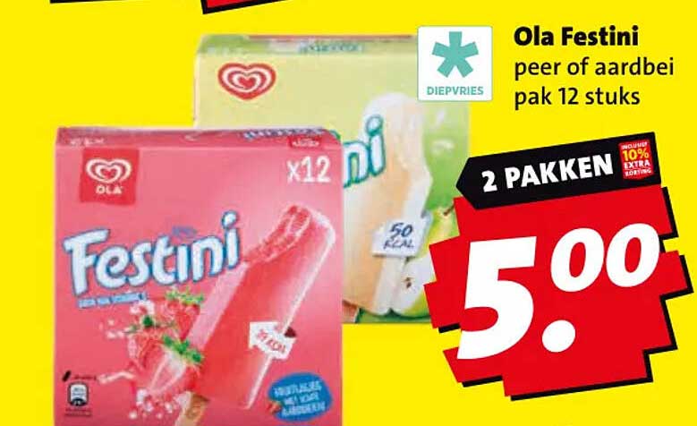 Ola Festini peer of aardbei pak 12 stuks 2 pakken