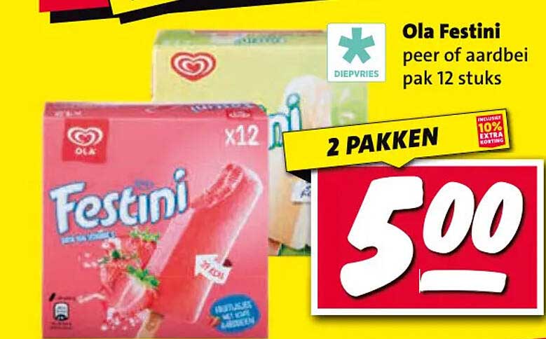 Ola Festini peer of aardbei pak 12 stuks 2 pakken