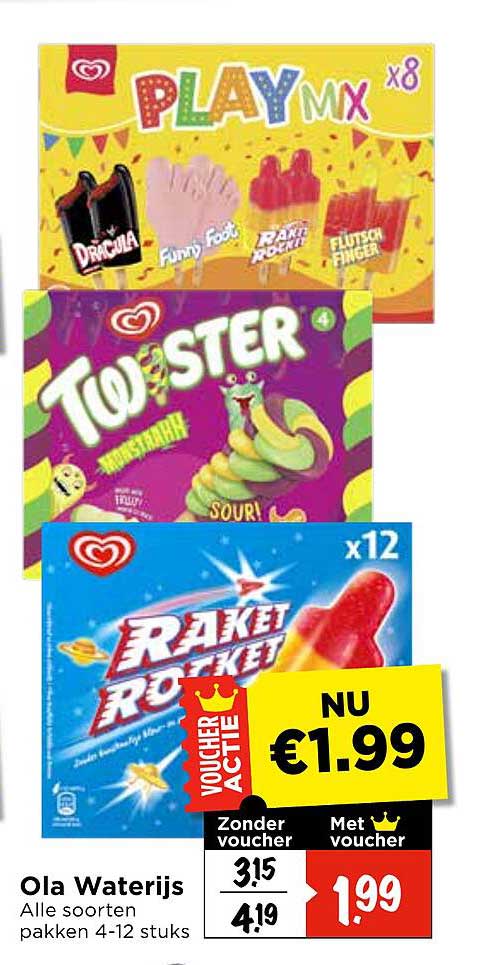 Ola Waterijs Alle soorten pakken 4-12 stuks