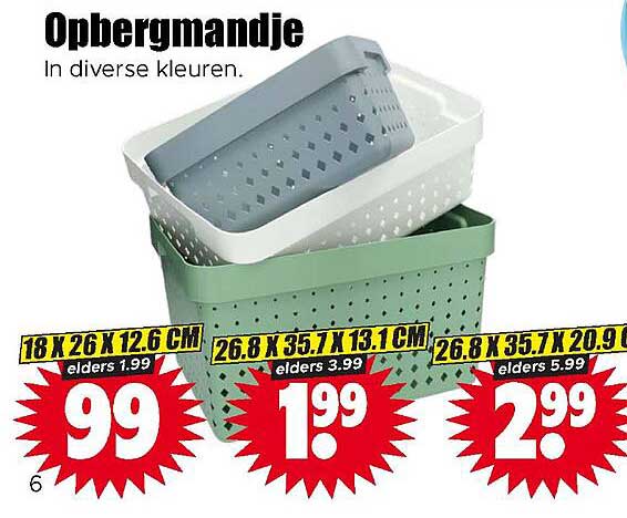 Opbergmandje In diverse kleuren.