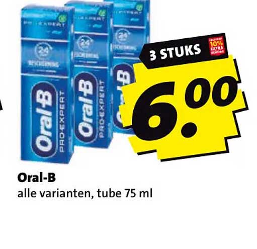 Oral-B alle varianten, tube 75 ml 3 STUKS