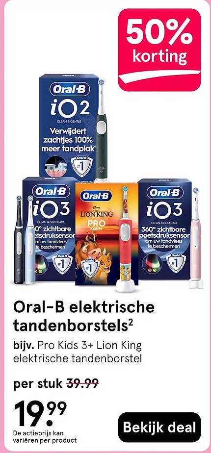Oral-B elektrische tandenborstels 50% korting