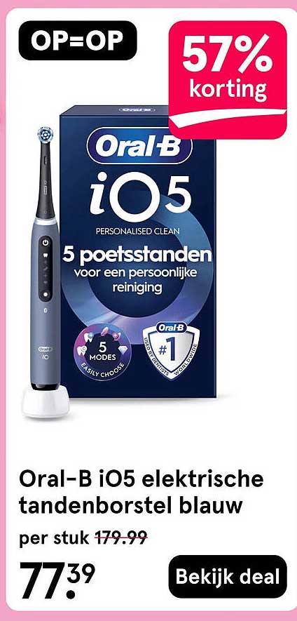 Oral-B iO5 elektrische tandenborstel blauw OP=OP 57% korting