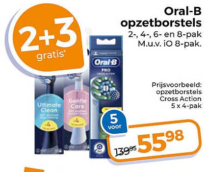 Oral-B opzetborstels 2+, 4-, 6- en 8-pak M.u.v. iO 8-pak 2+3 gratis