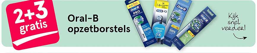 Oral-B opzetborstels 2+3 gratis