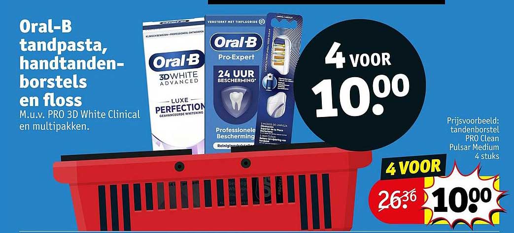 Oral-B tandpasta, handtandenborstels en floss 4 voor 10.00