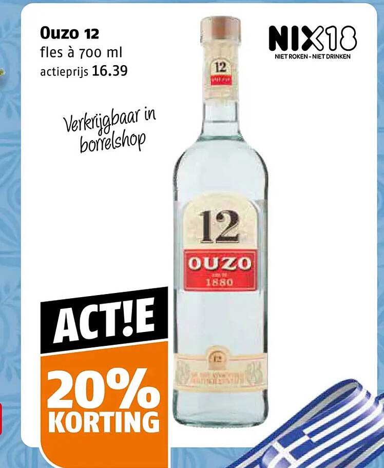 Ouzo 12 fles à 700 ml Actie 20% korting