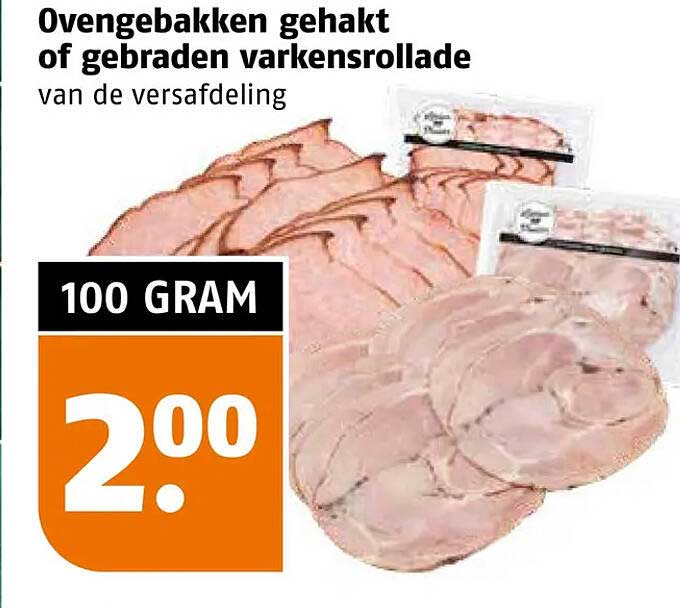 Ovengebakken gehakt of gebraden varkensrollade van de versafdeling