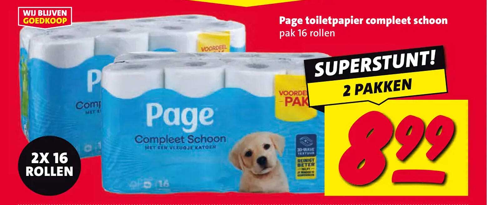 Page toiletpapier compleet schoon pak 16 rollen SUPERSTUNT! 2 pakken