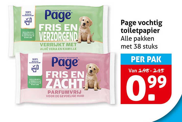 Page vochtig toiletpapier Alle pakken met 38 stuks