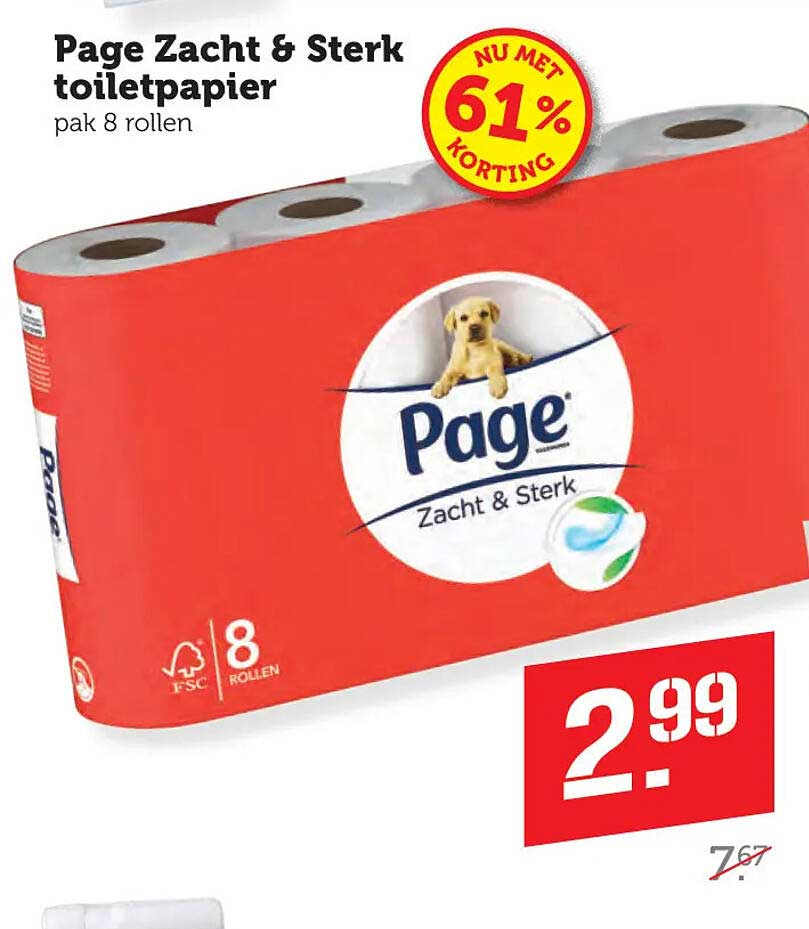 Page Zacht & Sterk toiletpapier pak 8 rollen